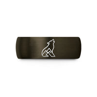 comfort fit wedding band – gunmetal & black tungsten dog mountains howling wedding band