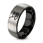 Wedding Band Set His And Hers – black & grey tungsten plow ring