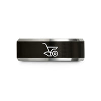 matching rings for couples – black & gray tungsten plow wedding band
