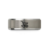 tungsten wedding band set – black & gray tungsten plow wedding band