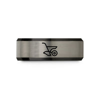 comfort fit rings set – black & grey tungsten plow wedding band