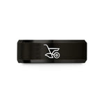engraved rings for couples – black tungsten plow wedding band