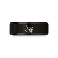 engraved rings for couples – black tungsten plow wedding band