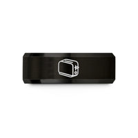 engraved promise rings men – black tungsten toaster wedding band