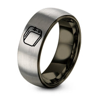 Wedding Band Set His And Hers – gunmetal & grey tungsten toaster ring