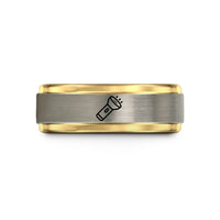 engraved bands for couples – black & gold & grey tungsten flashlight wedding band