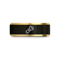 unisex tungsten wedding bands – black & gold tungsten flashlight wedding band