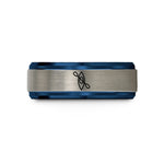 unisex tungsten wedding rings – blue & gray tungsten kayak wedding band