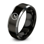 engraved rings for couples – black & silver tungsten tachometer ring