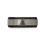 engraved bands for couples – black & gray tungsten tetractys of pythagoras wedding band