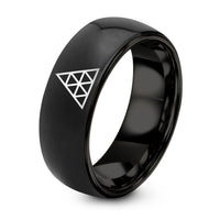 Wedding for Couples Rings – black tungsten tetractys of pythagoras ring