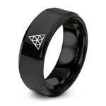 couples matching rings silver – black tungsten tetractys of pythagoras ring