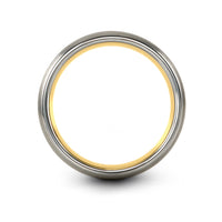 tungsten bands for couples – coconut engraving on gold & gray tungsten wedding band