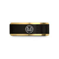 unique anniversary rings couples – black & gold tungsten ears circle wedding band