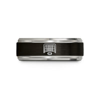 tungsten wedding rings couples – black & blue & silver tungsten hockey net wedding band