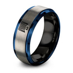black & blue & silver tungsten hockey net ring