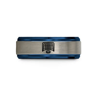 unique couples present ideas – black & blue & silver tungsten hockey net wedding band