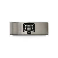 unique couples present ideas – black & blue & grey tungsten hockey net wedding band