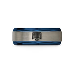 tungsten wedding rings couples – blue & gray tungsten hockey net wedding band