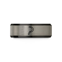 personalized rings for her – black & gray tungsten sickle wedding band