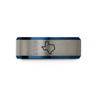 tungsten couples wedding bands – blue & gray tungsten texas wedding band