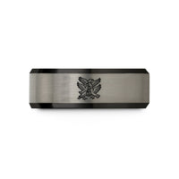 present rings for husband – black & grey tungsten flock of crows wedding band