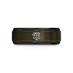 personalized couple anniversary present – gunmetal & black tungsten olive branch scales wedding band