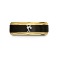 unique presents for lovers – black & gold tungsten palmier wedding band