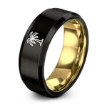 Wedding Gift Anniversaries for the Couple – black & gold tungsten palmier ring