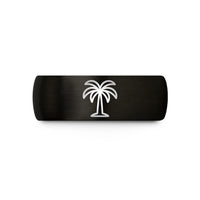 romantic presents for partners – black tungsten palmier wedding band