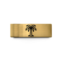 meaningful keepsakes for pairs – gold tungsten palmier wedding band
