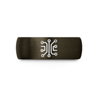 personalized couple present ideas – gunmetal & blue tungsten circuit board trace wedding band