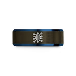 personalized couple present ideas – gunmetal & blue tungsten circuit board trace wedding band