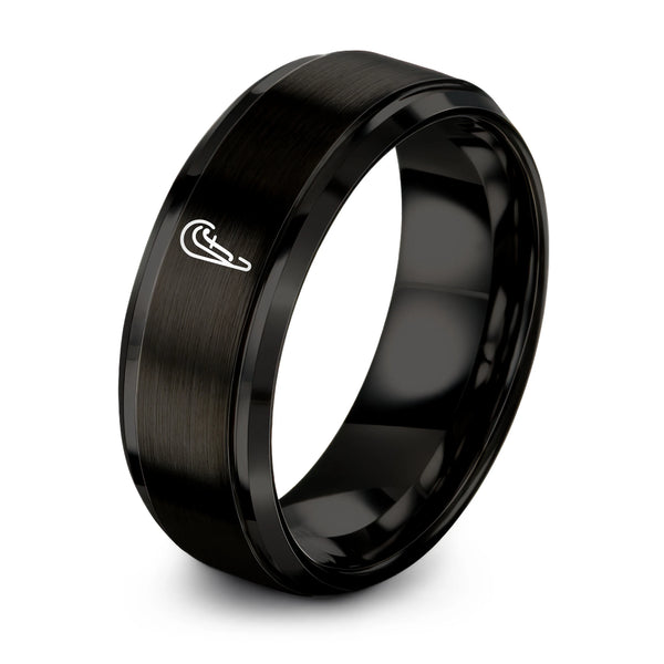 Crescendo Mark – Tungsten Wedding Band, 8 mm, Black Comfort-Fit Unisex