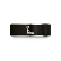 tungsten branded wedding rings – black & gray tungsten pallet jack wedding band