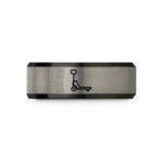 tungsten branded wedding rings – black & grey tungsten pallet jack wedding band