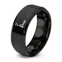 tungsten branded wedding rings – black tungsten pallet jack ring