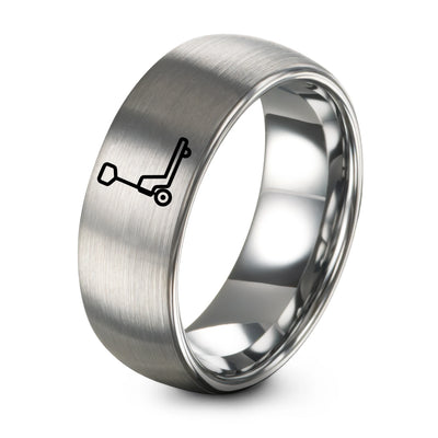 Pallet Jack – Tungsten Wedding Band, 8 mm, Grey Comfort-Fit Unisex