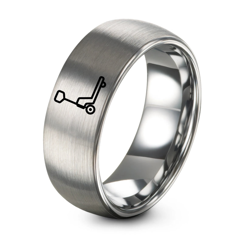 Pallet Jack – Tungsten Wedding Band, 8 mm, Grey Comfort-Fit Unisex