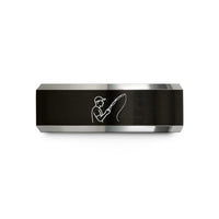 tungsten anniversary bands – black & grey tungsten shore angler casting wedding band