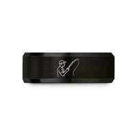 personalized wedding present ideas – black tungsten shore angler casting wedding band