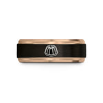 romantic presents for girlfriend – black & rose gold tungsten bundt cake wedding band