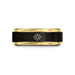 tungsten anniversary present band – black & gold tungsten compass rose wedding band