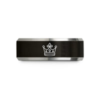 rose gold wedding band – black & gray tungsten crown of glory wedding band