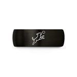 engaged women ring ideas – black & rose gold tungsten dog leaping wedding band