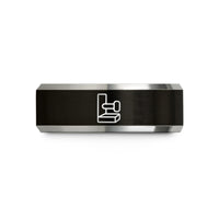 custom rings for her – black & grey tungsten dowel joint wedding band