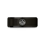 women’s silver rings – black tungsten mountain circle wedding band