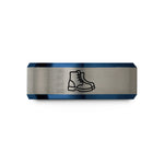 best rings for anniversary – blue & silver tungsten weighted boots pair wedding band