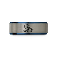 best rings for anniversary – blue & silver tungsten weighted boots pair wedding band