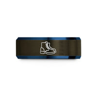 anniversary bands for wife – gunmetal & blue tungsten weighted boots pair wedding band